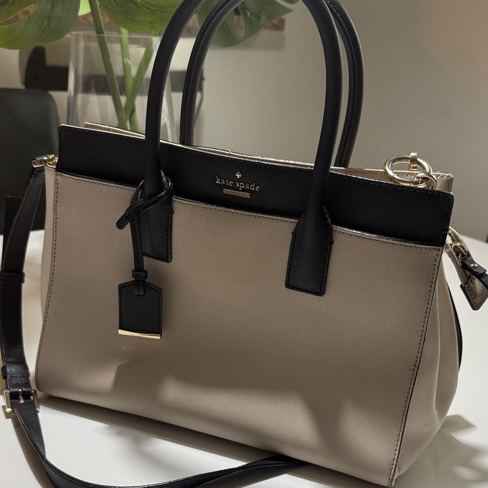 Kate Spade Two-Tone Satchel in Black and Cream